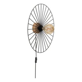 Drewniany Kinkiet SPOT Light 1xE27 Max.25W Dąb Olejowany FSC z Czarnym Kloszem, Polski Producent, 1 szt.