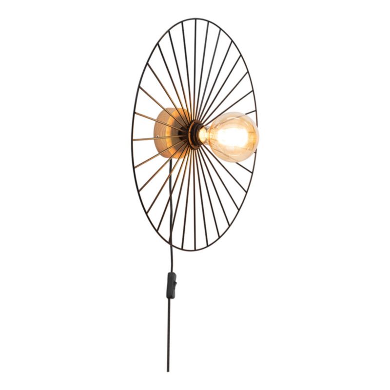 Drewniany Kinkiet SPOT Light 1xE27 Max.25W Dąb Olejowany FSC z Czarnym Kloszem, Polski Producent, 1 szt.