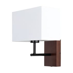 Drewniany Kinkiet SPOT Light 1xE27 Max.25W Drewno Bukowe Orzechowe FSC w Połączeniu z Białym Abażurem, 1 szt.