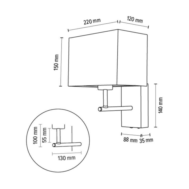 Drewniany Kinkiet SPOT Light 1xE27 Max.25W Drewno Bukowe Orzechowe FSC w Połączeniu z Białym Abażurem, 1 szt.