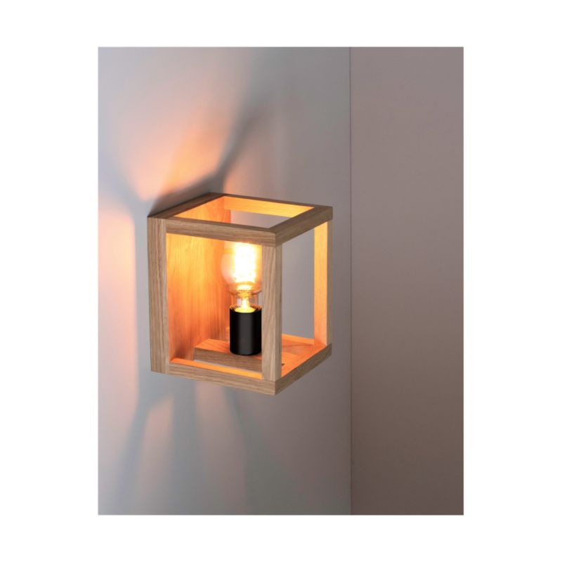 Drewniany Kinkiet SPOT Light  1xE27 Max.40W Dąb Olejowany FSC z Akcentem Czerni, Polski Producent, 1 szt.