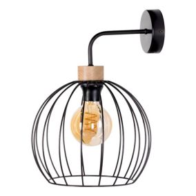 Drewniany Kinkiet SPOT Light 1xE27 Max.60W Dąb Olejowany FSC w Połączeniu z Czarnym Kloszem, Polski Producent, 1 szt.