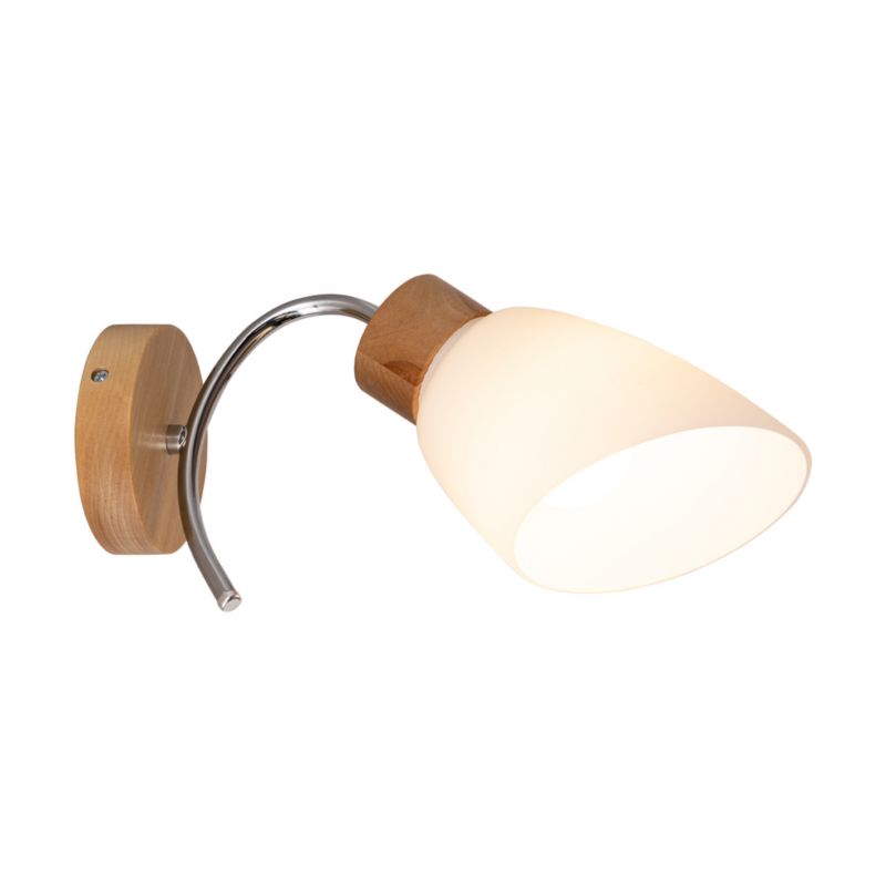 Drewniany Kinkiet SPOT Light  1xE27 Max.60W Naturalna Brzoza FSC z Białym Kloszem, Polski Producent, 1 szt.