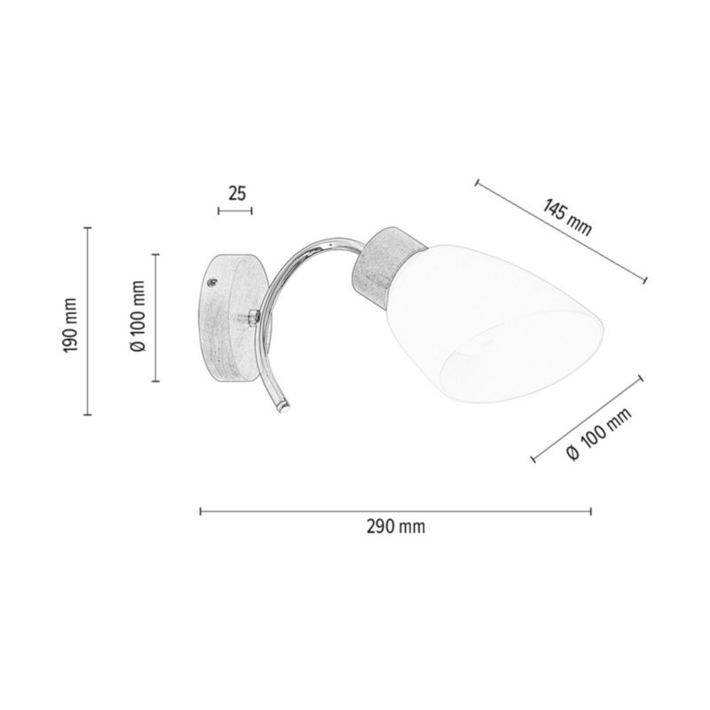 Drewniany Kinkiet SPOT Light  1xE27 Max.60W Naturalna Brzoza FSC z Białym Kloszem, Polski Producent, 1 szt.