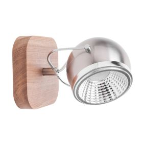 Drewniany Kinkiet SPOT Light  1xGU10 LED 6W Dąb Olejowany FSC z Chromowanym Kloszem, Polski Producent, 1 szt.