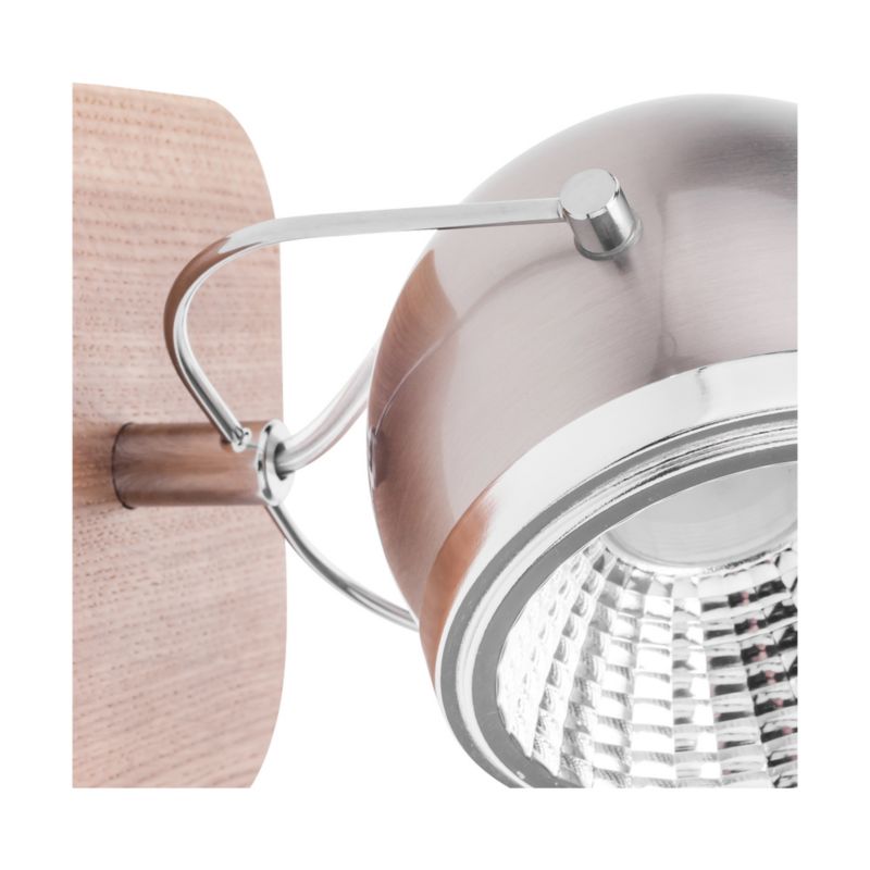 Drewniany Kinkiet SPOT Light  1xGU10 LED 6W Dąb Olejowany FSC z Chromowanym Kloszem, Polski Producent, 1 szt.