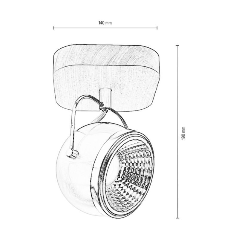 Drewniany Kinkiet SPOT Light  1xGU10 LED 6W Dąb Olejowany FSC z Chromowanym Kloszem, Polski Producent, 1 szt.