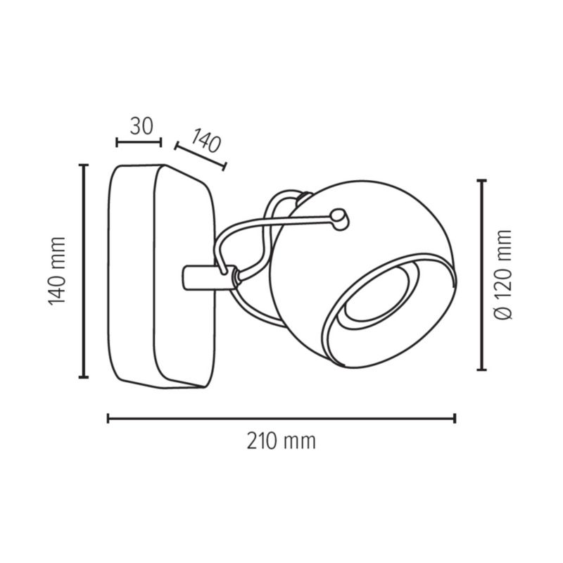 Drewniany Kinkiet SPOT Light Ball 1xGU10 LED 5W Drewno Bukowe Orzechowe FSC z Akcentem Czerni, Polski Producent, 1 szt.