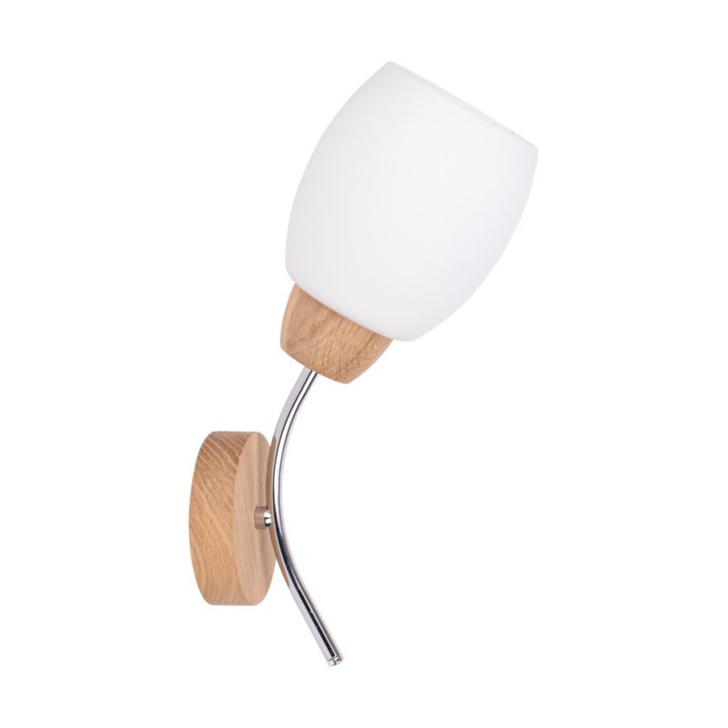 Drewniany Kinkiet SPOT Light Parma 1xE27 Max.60W Dąb Olejowany FSC z Białym Szkłem, Polski Producent, 1 szt.