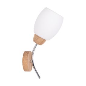 Drewniany Kinkiet SPOT Light Parma 1xE27 Max.60W Dąb Olejowany FSC z Białym Szkłem, Polski Producent, 1 szt.