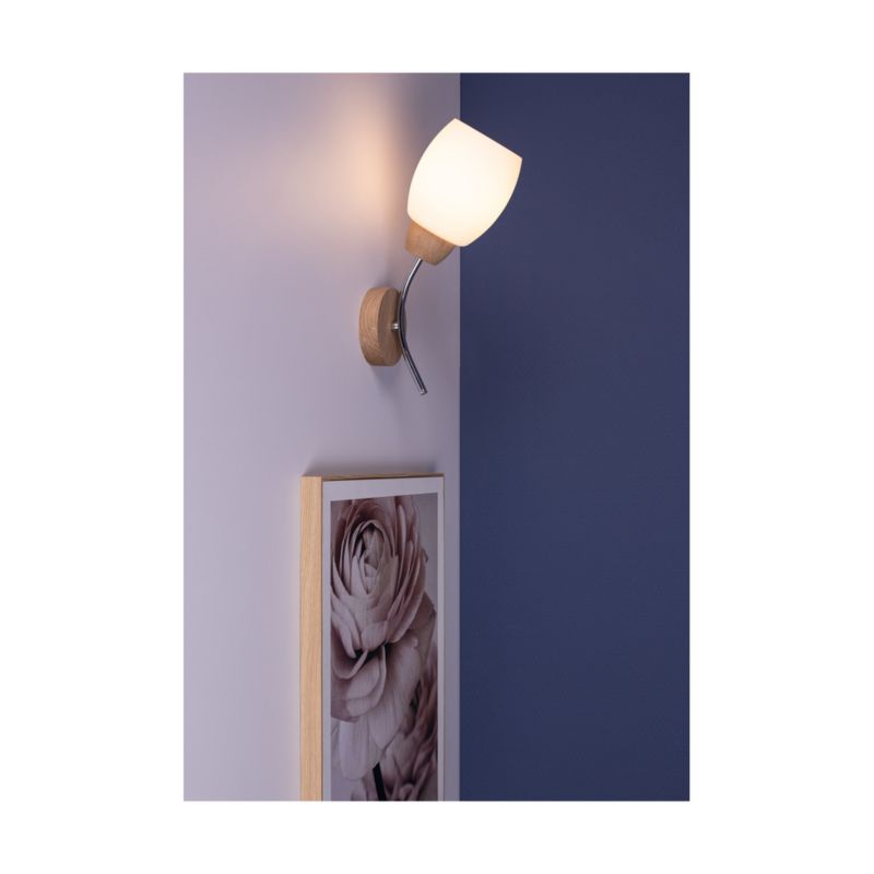 Drewniany Kinkiet SPOT Light Parma 1xE27 Max.60W Dąb Olejowany FSC z Białym Szkłem, Polski Producent, 1 szt.