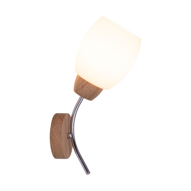 Drewniany Kinkiet SPOT Light Parma 1xE27 Max.60W Dąb Olejowany FSC z Białym Szkłem, Polski Producent, 1 szt.