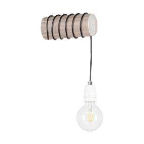 Drewniany Kinkiet SPOT Light Trabo 1xE27 Max.25W Sosna Szara FSC z Dodatkiem Białej Porcelany, Polski Producent, 1 szt.