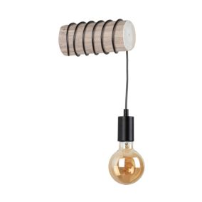Drewniany Kinkiet SPOT Light Trabo 1xE27 Max.25W Sosna Szara FSC z Dodatkiem Czerni, Polski Producent, 1 szt.
