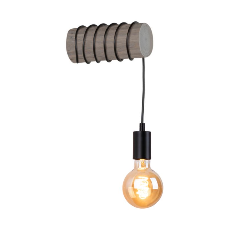 Drewniany Kinkiet SPOT Light Trabo 1xE27 Max.25W Sosna Szara FSC z Dodatkiem Czerni, Polski Producent, 1 szt.