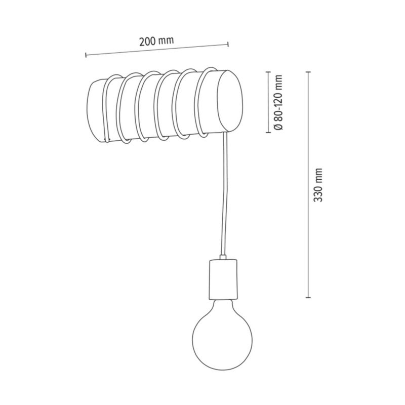 Drewniany Kinkiet SPOT Light Trabo 1xE27 Max.25W Sosna Szara FSC z Dodatkiem Czerni, Polski Producent, 1 szt.
