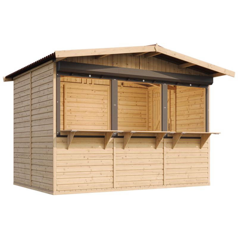 Drewniany pawilon-kiosk ogrodowy Timbela M150AZ 6 m² drewno naturalne 3 okna 1 szt.