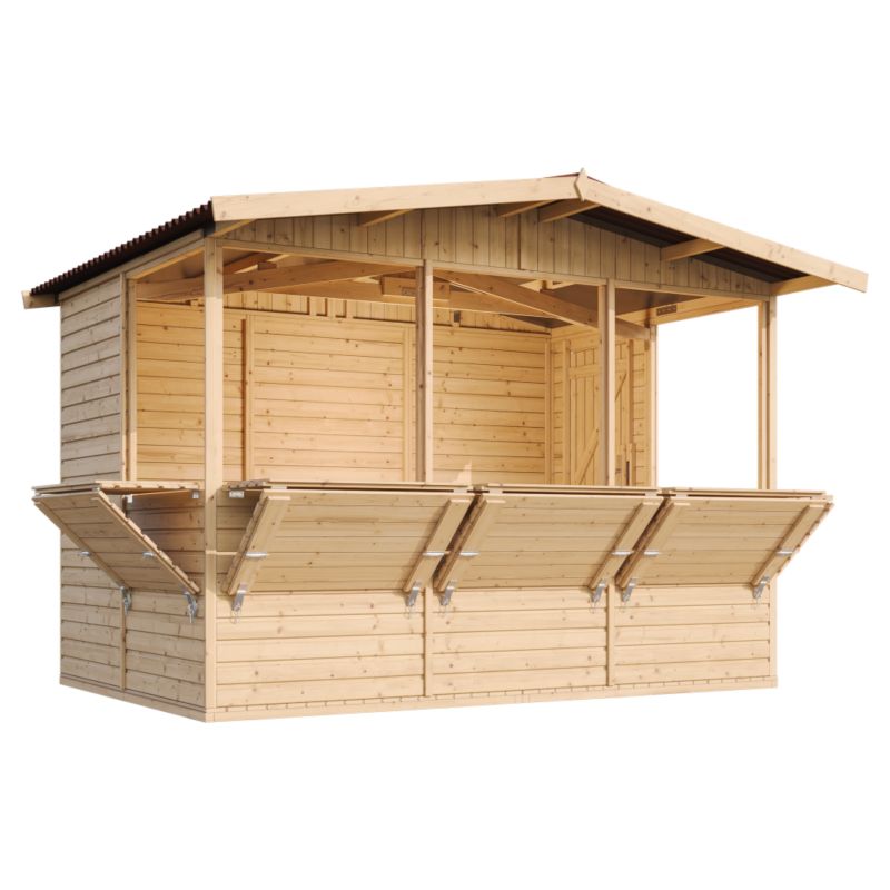 Drewniany pawilon-kiosk ogrodowy Timbela M150B 6 m² drewno naturalne 5 okna 1 szt.