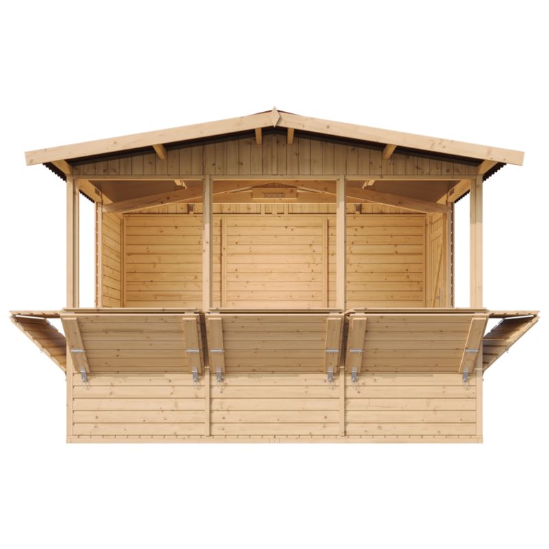 Drewniany pawilon-kiosk ogrodowy Timbela M150B 6 m² drewno naturalne 5 okna 1 szt.