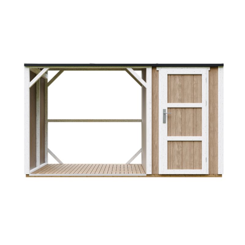 Drewutnia ze schowkiem Timbela M985-TERRA BROWN 4.14 m² wiata na drewno opałowe z zamkniętym schowkiem 1 szt.