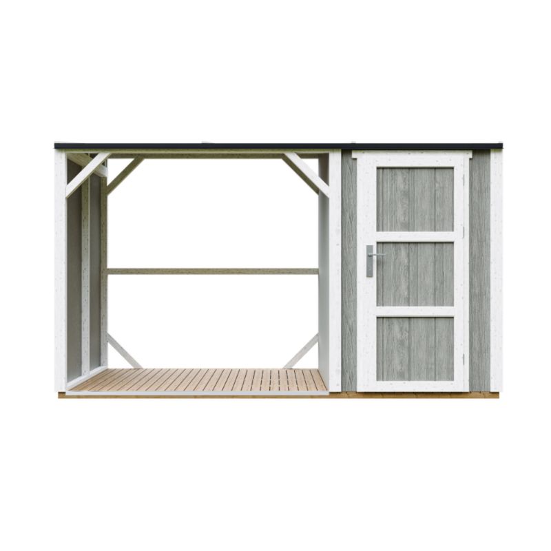 Drewutnia ze schowkiem Timbela M985-TUNDRA GREY 4.14 m² wiata na drewno opałowe z zamkniętym schowkiem 1 szt.