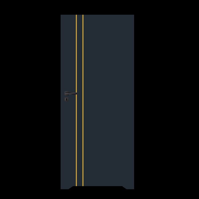 Drzwi bezprzylgowe z podcięciem Fortia Toscania 70 z pionową linią granatowe / gold