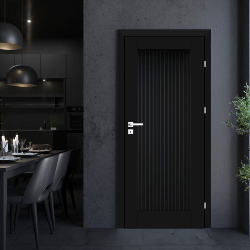 Drzwi pełne Fortia Faro 80 prawe czarne