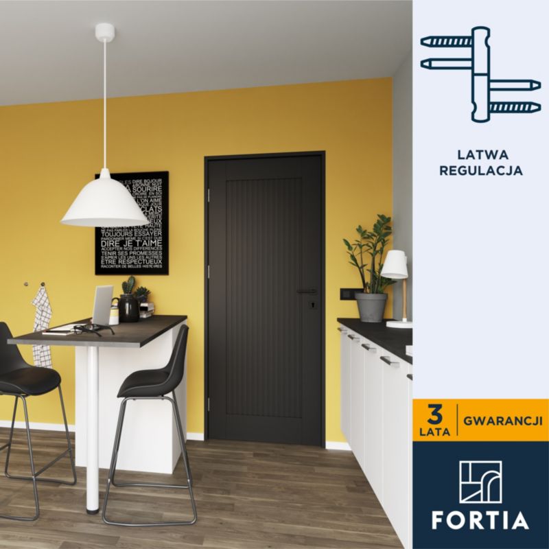 Drzwi pełne Fortia Faro 80 prawe czarne