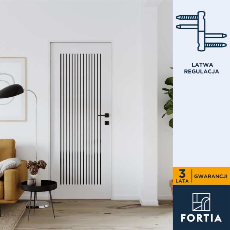 Drzwi pełne Fortia Faro 90 prawe białe