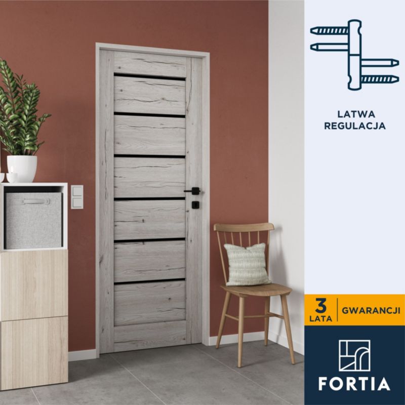 Drzwi pełne Fortia Toreno dąb silver 80 prawe slim