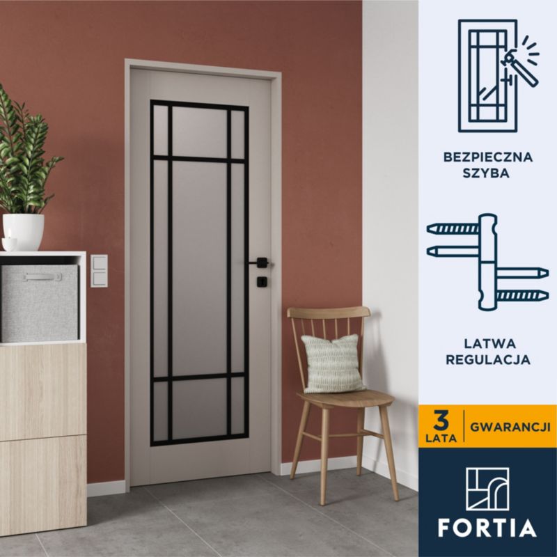 Drzwi pokojowe Fortia Bali kaszmir 80 prawe szyba