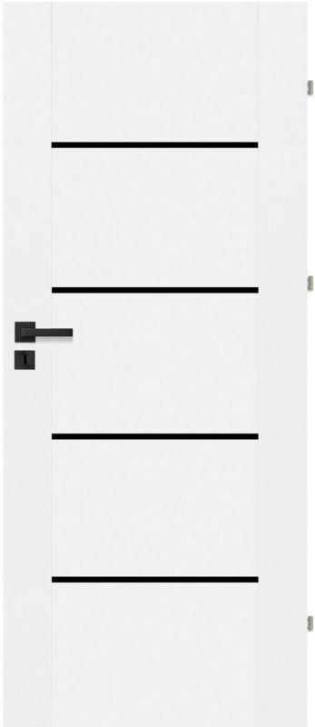 Drzwi pokojowe Fortia Bolzano 70 prawe białe premium z czarnymi szybkami