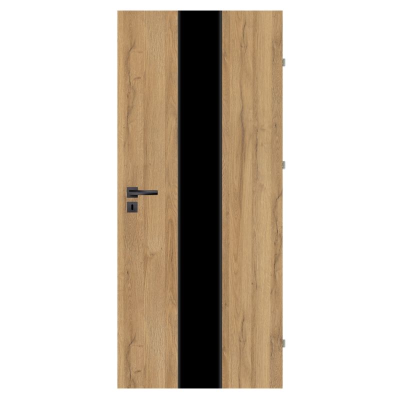 Drzwi pokojowe Fortia Exmoor 70 prawe dąb grandson z czarną szybą