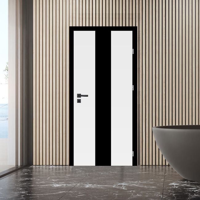 Drzwi pokojowe Fortia Exmoor 80 prawe białe premium z czarną szybą