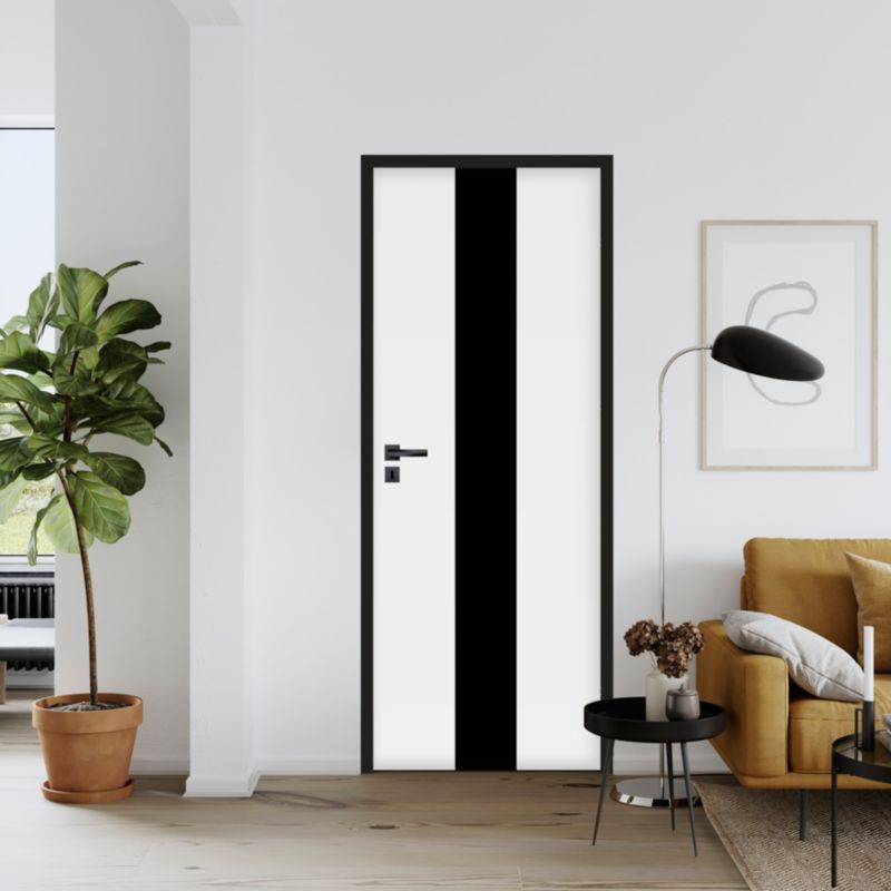 Drzwi pokojowe Fortia Exmoor 80 prawe białe premium z czarną szybą