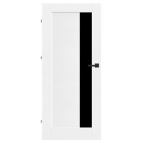 Drzwi pokojowe Fortia Fado 70 lewe białe premium z czarną szybą