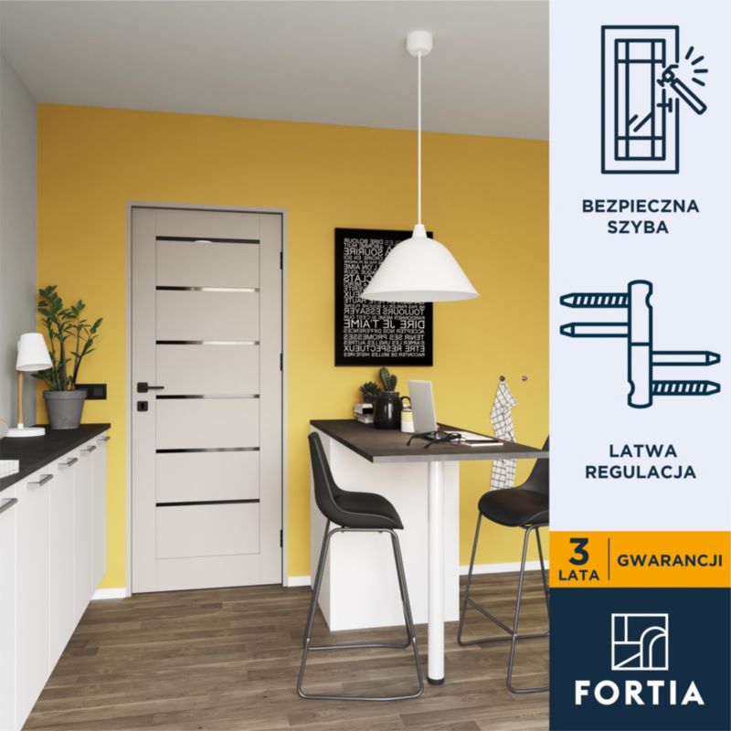Drzwi pokojowe Fortia Toreno kaszmir 80 prawe czarna szyba