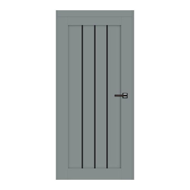 Drzwi pokojowe Keri 70 lewe szary premium mat z czarnymi szybkami