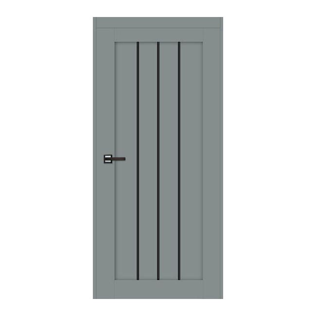 Drzwi pokojowe Keri 70 prawe szary premium mat z czarnymi szybkami