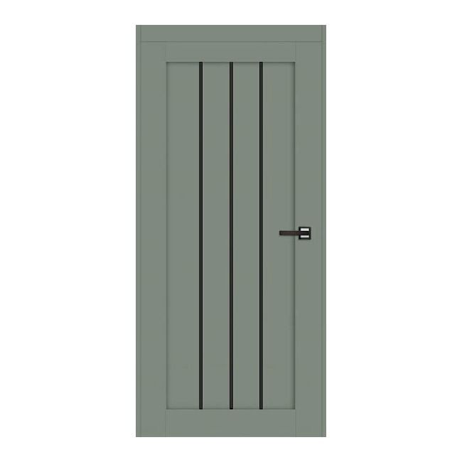Drzwi pokojowe Keri 80 lewe szałwia premium mat z czarnymi szybkami