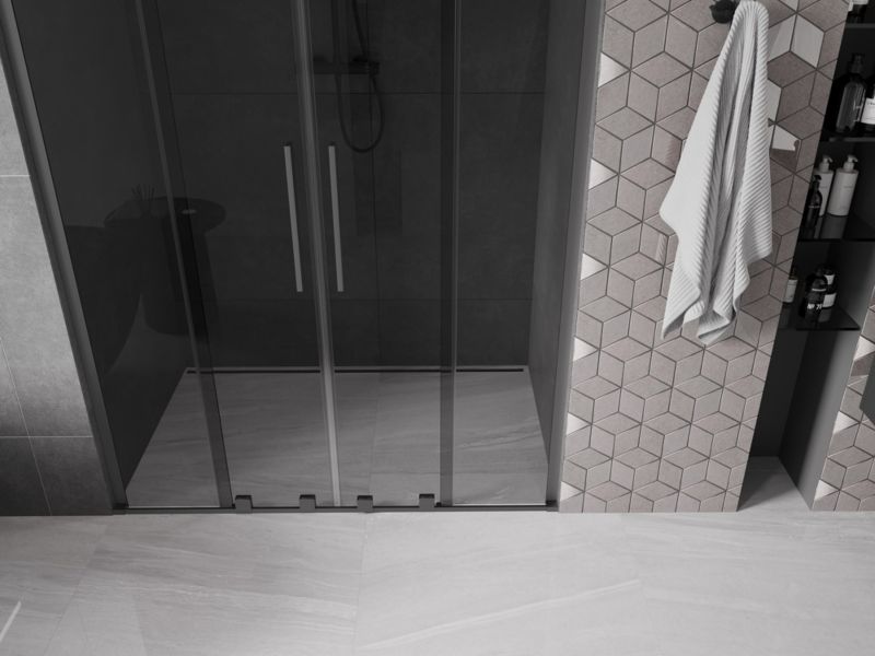Drzwi prysznicowe Mexen Velar L Duo grafit 140 cm gun metal 1 szt.