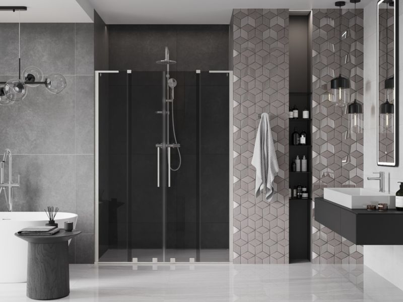 Drzwi prysznicowe Mexen Velar L grafit 140x200  1 szt.