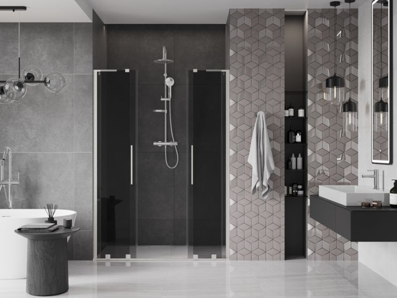 Drzwi prysznicowe Mexen Velar L grafit 140x200  1 szt.