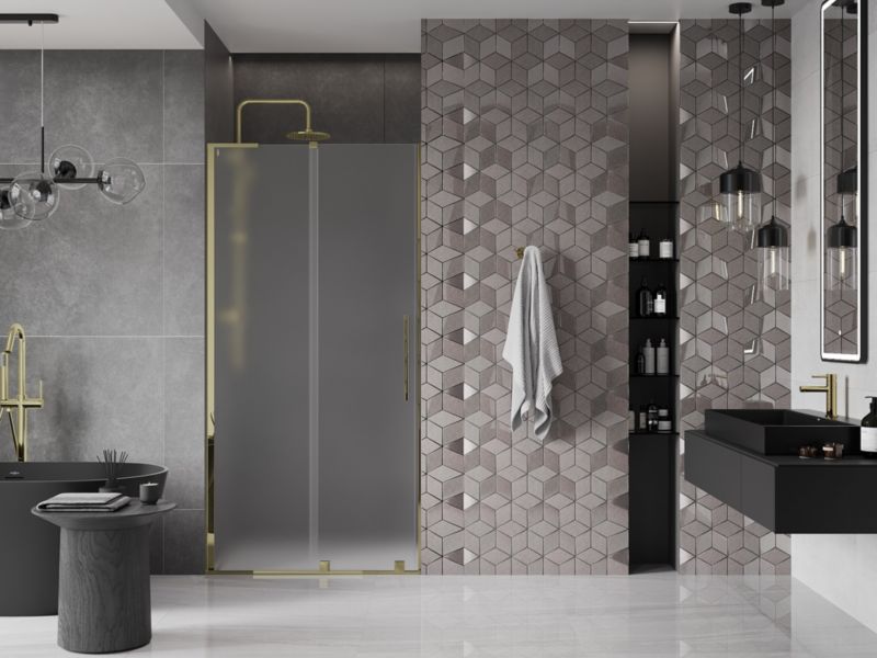 Drzwi prysznicowe Mexen Velar L złote szron 120x200 cm 1 szt.