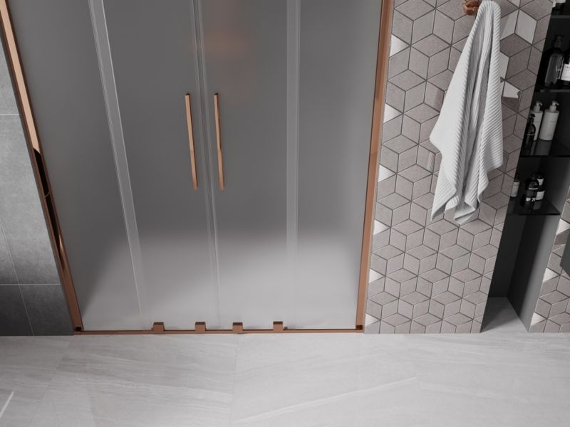 Drzwi prysznicowe Mexen Velar szron/różowe złoto 140 cm 1 szt.