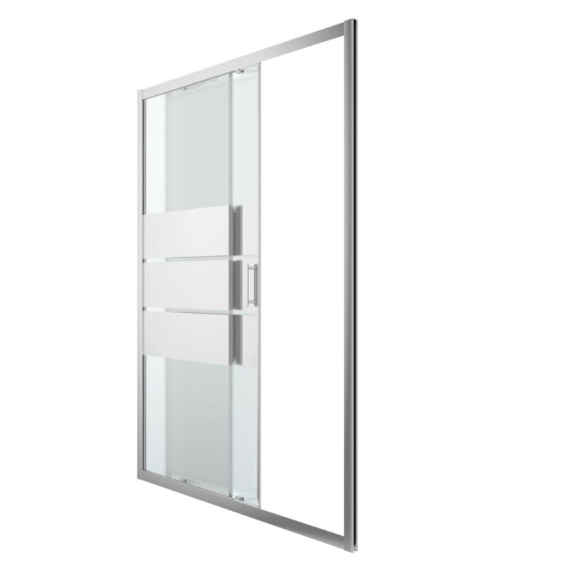 Drzwi prysznicowe przesuwne GoodHome Beloya 140 cm chrom/szkło lustrzane