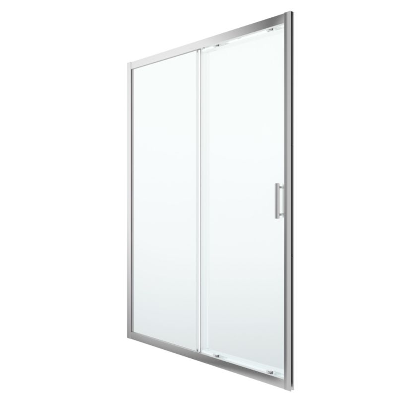 Drzwi prysznicowe przesuwne GoodHome Beloya 140 cm chrom/transparentne