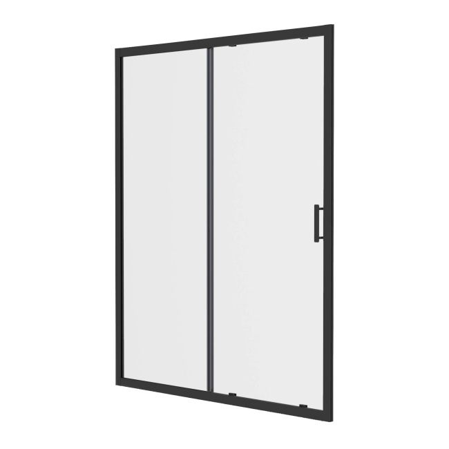 Drzwi prysznicowe przesuwne GoodHome Beloya 140 cm czarne / transparentne