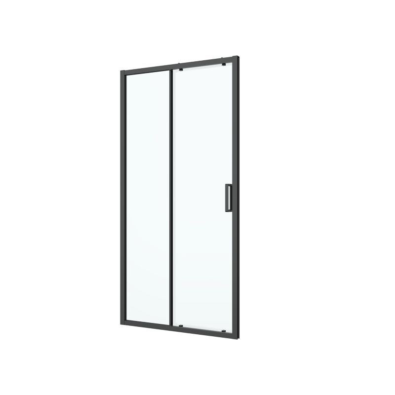 Drzwi prysznicowe przesuwne GoodHome Ledava 120 cm czarne matowe / transparentne