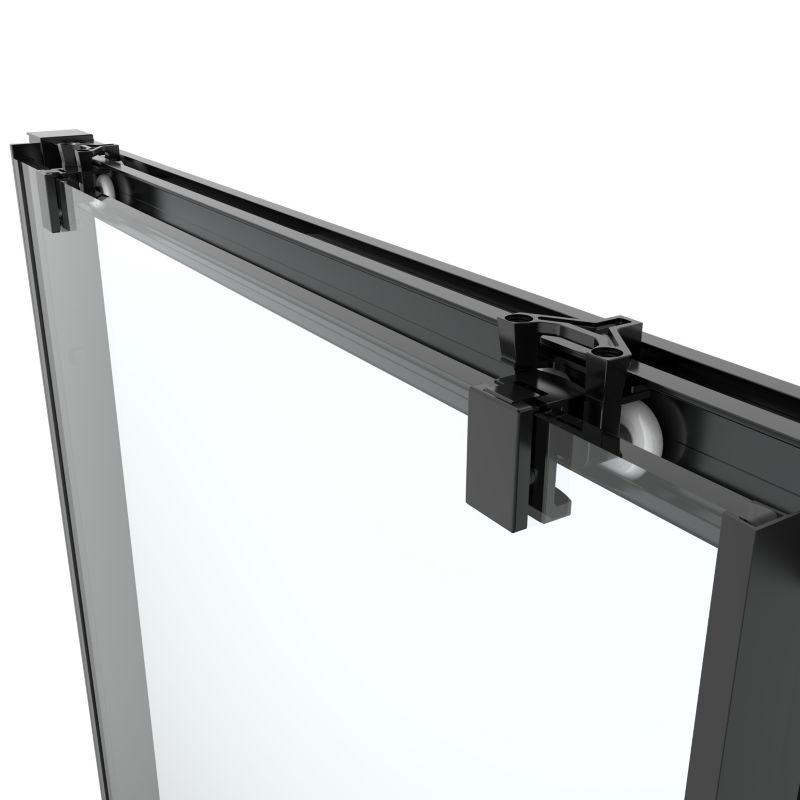 Drzwi prysznicowe przesuwne GoodHome Ledava 120 cm czarne matowe / transparentne